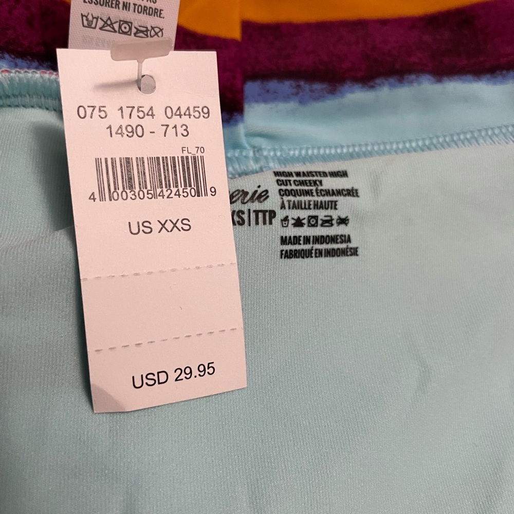 Aerie striped High Cut Cheeky Bikini Bottoms Size XXS A-14 - Picture 4 of 5